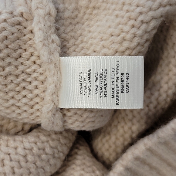 NWOT REBECCA TAYLOR Braided Sleeve Alpaca Sweater Beige Small - Picture 4 of 4